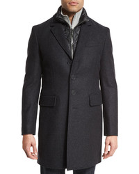 Burberry Brit Wool Blend Coat With Removable Gilet Dark Charcoal