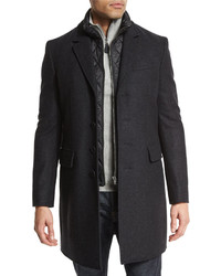 Burberry Brit Wool Blend Coat With Removable Gilet Dark Charcoal