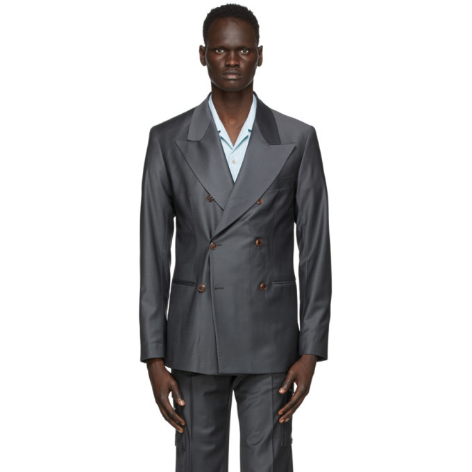 Martin Asbjorn Grey Wool Ken Blazer, $665 | SSENSE | Lookastic