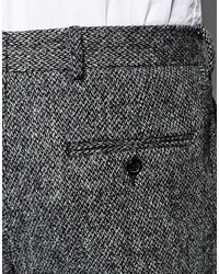 Asos Brand Slim Suit Pants In Gray Harris Tweed