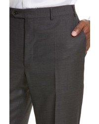 Canali Big Tall Flat Front Solid Wool Trousers
