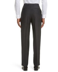 Canali Big Tall Flat Front Solid Wool Trousers