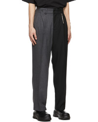 Feng Chen Wang Black Grey Two Tone Pleated Trousers