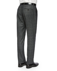 Boss Hugo Boss Slim Fit Windowpane Wool Trousers Gray