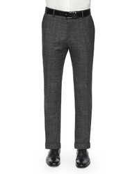 Boss Hugo Boss Slim Fit Windowpane Wool Trousers Gray