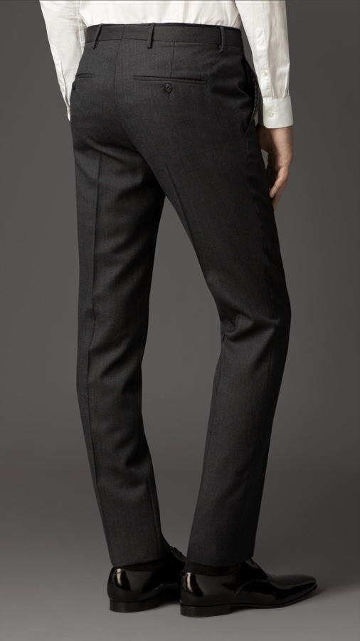 Burberry Slim Fit Velvet Detail Wool Flannel Trousers, $450 | Burberry ...