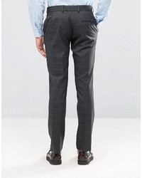 Ben Sherman Camden Super Skinny Suit Pants In Charcoal Overcheck