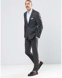 Ben Sherman Camden Super Skinny Suit Pants In Charcoal Overcheck