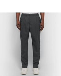 Officine Generale Charcoal Drew Tapered Pleated Wool Trousers