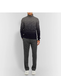 Incotex Charcoal Slim Fit Wool Blend Flannel Trousers