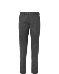 Incotex Charcoal Slim Fit Wool Blend Flannel Trousers