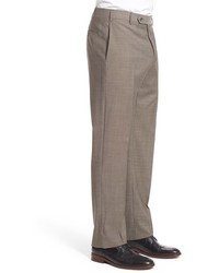 Zanella Devon Flat Front Solid Wool Trousers