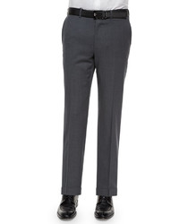 Ermenegildo Zegna Flat Front Wool Trousers Gray