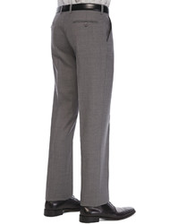 Etro Flat Front Wool Trousers Med Gray