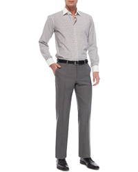 Etro Flat Front Wool Trousers Med Gray