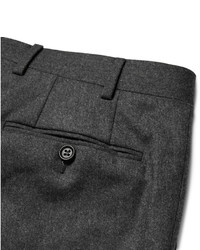 Canali Grey Slim Fit Brushed Wool Trousers