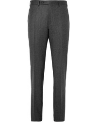 Canali Grey Slim Fit Brushed Wool Trousers