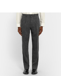 Issey Miyake Grey Woven Wool And Linen Blend Suit Trousers