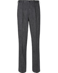 Issey Miyake Grey Woven Wool And Linen Blend Suit Trousers