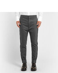 Haider Ackermann Tapered Grosgrain Trimmed Wool Flannel Trousers ...