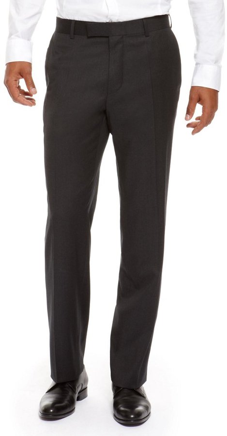 Hugo Boss Jeffrey Comfort Fit Virgin Wool Dress Pants Dark Grey | Where ...