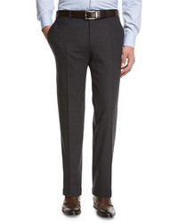 Canali Melange Stretch Wool Trousers Gray