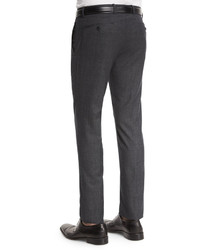 Giorgio Armani Mini Dot Flat Front Wool Trousers Medium Gray