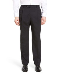 Berle Pleated Solid Wool Trousers