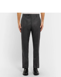 Mr P. Slim Fit Grey Worsted Wool Trousers