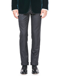 Armani Collezioni Solid Woolcashmere Trousers Charcoal