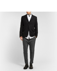 Haider Ackermann Tapered Grosgrain Trimmed Wool Flannel Trousers