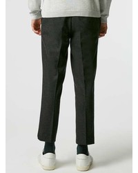 Topman Charcoal Wool Rich Skinny Fit Cropped Pants