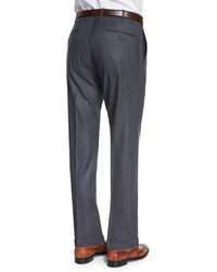 Incotex Woolcashmere Flannel Trousers Charcoal