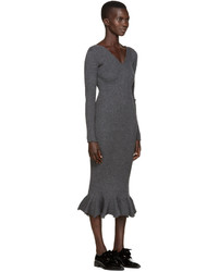 Lanvin Grey Wool Frill Dress