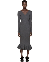 Lanvin Grey Wool Frill Dress