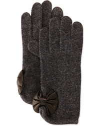 Portolano Cashmere Blend Bow Detailed Tech Gloves Dark Grayblack