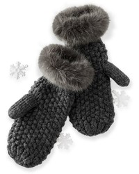 Chunky Knit Mitten With Fur