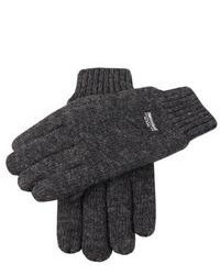 Dents Plain Knitted Gloves Charcoal