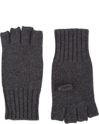 Barneys New York Honeycomb Knit Fingerless Gloves Black