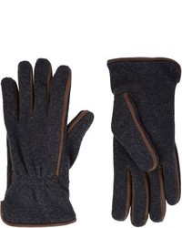 Barneys New York Leather Trim Gloves Grey