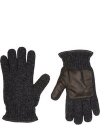 Barneys New York Leather Trim Knit Gloves