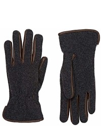Barneys New York Leather Trimmed Knit Gloves