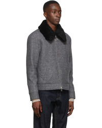 AMI Alexandre Mattiussi Grey Felted Wool Coat