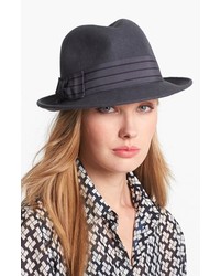 August Hat Stripes Ahead Wool Felt Fedora Grey One Size