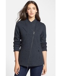 Eileen Fisher Asymmetrical Zip Wool Blend Shaped Jacket