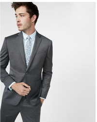 Express Slim Dark Gray Wool Blend Oxford Suit Jacket