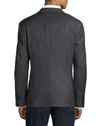 Brunello Cucinelli Wool Madras Traditional Jacket Medium Gray