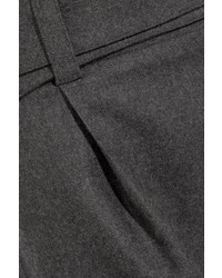 Saint Laurent Belted Wool Straight Leg Pants Charcoal