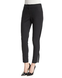 Armani Collezioni Mid Rise Slim Leg Pants Wankle Zip Dark Gray