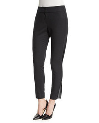 Armani Collezioni Mid Rise Slim Leg Pants Wankle Zip Dark Gray